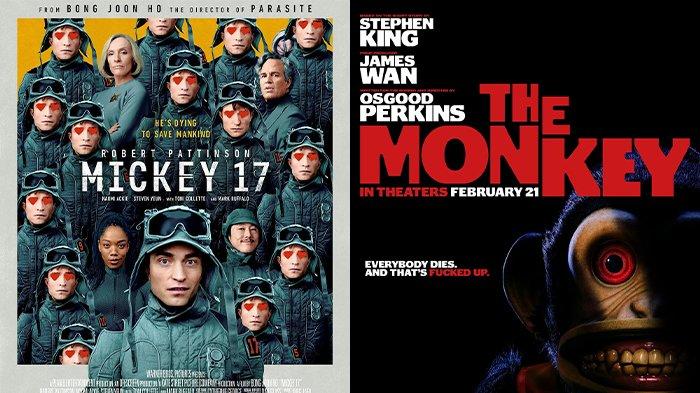JADWAL BIOSKOP - Kolase poster film Mickey 17 dan The Monkey, diunduh dari Instagram @mickey17 dan @themonkey_film. Mickey 17 dan The Monkey tayang perdana di Bioskop XXI Ternate, Maluku Utara, Rabu (5/3/2025). Cek jadwalnya.
