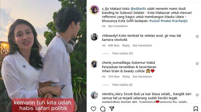 Postingan Sherly Tjoanda lewat akun instagram pribadinya @s_tjo, soal safari politiknya ke Kota Makassar.