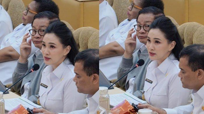 SHERLY LAOS BICARA - Gubernur Maluku Utara Sherly Laos di Rapat Dengar Pendapat bersama Komisi II DPR RI. Sherly Laos minta agar luas lautan masuk dalam rumus perhitungan DAU. diunduh dari instagram @s_tjo, Senin (5/5/2025).