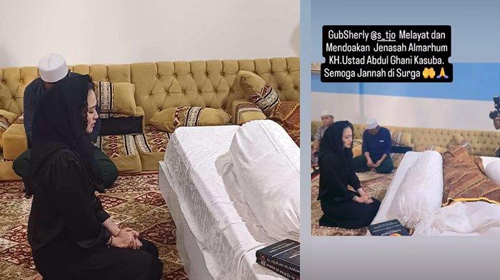 AGK MENINGGAL - Gubernur Maluku Utara Sherly Laos saat sambangi rumah duka Almarhum Abdul Ghani Kasuba, Sabtu (15/3/2025). Sherly Laos turut mendoakan jenazah Almarhum. Foto kolase dari tangkapan layar postingan @nurlaela_syarif.