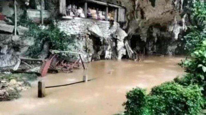 Objek wisata Londa terendam banjir, Kamis (7/3/2024) kemarin. Pengelola menutup objek wisata tersebut untuk sementara waktu.