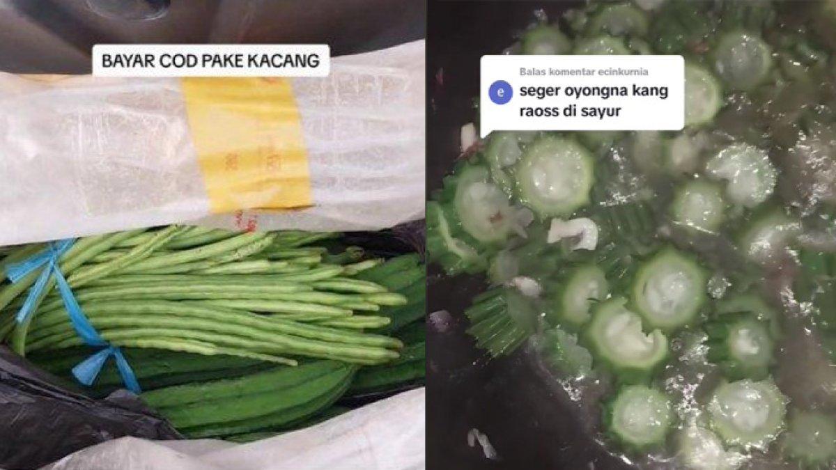 Kurir antar paket COD dibayar dengan oyong dan kacang