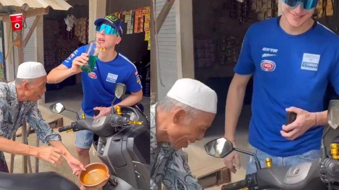 Pebalap WSBK beli bensin eceran di pinggir jalan