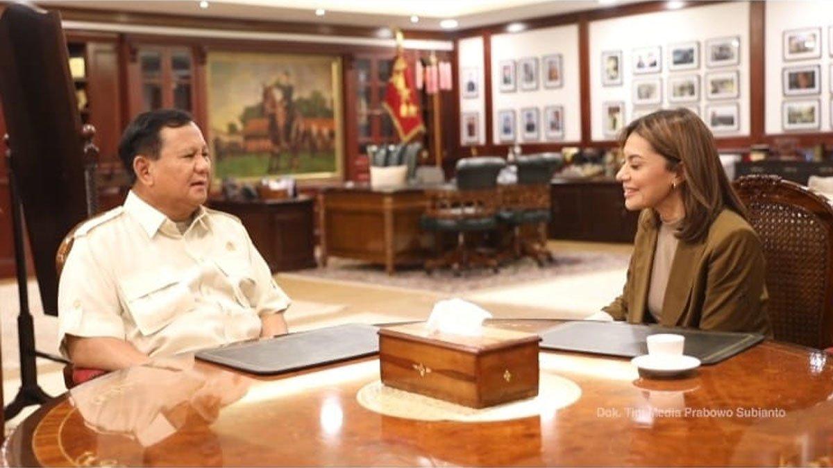 Prabowo saat berbincang dengan Najwa Shihab.