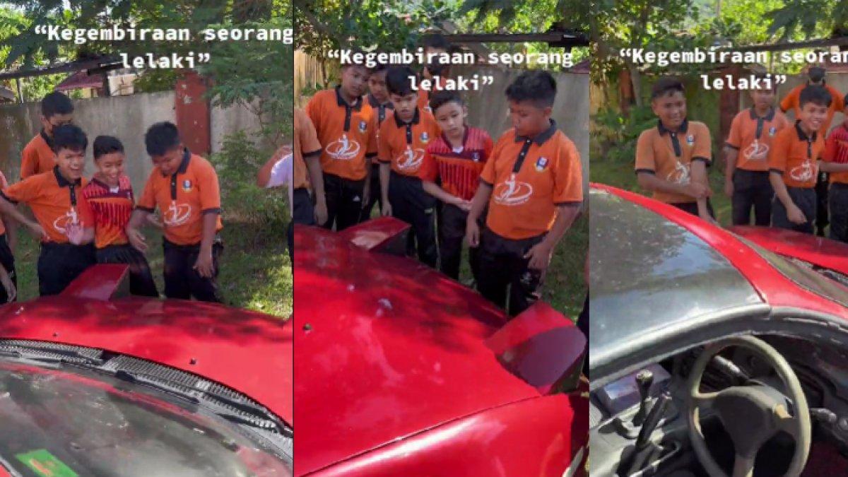 Seorang guru pria memiliki cara tersendiri agar siswanya semangat belajar dengan membawa mobil sport ke sekolah