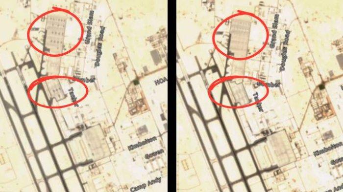 Citra satelit Pangkalan Udara Al Udeid di Qatar Pesawat AMerika