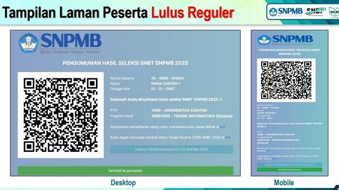 Tampilan Akun Peserta Lolos UTBK SNBT 2025