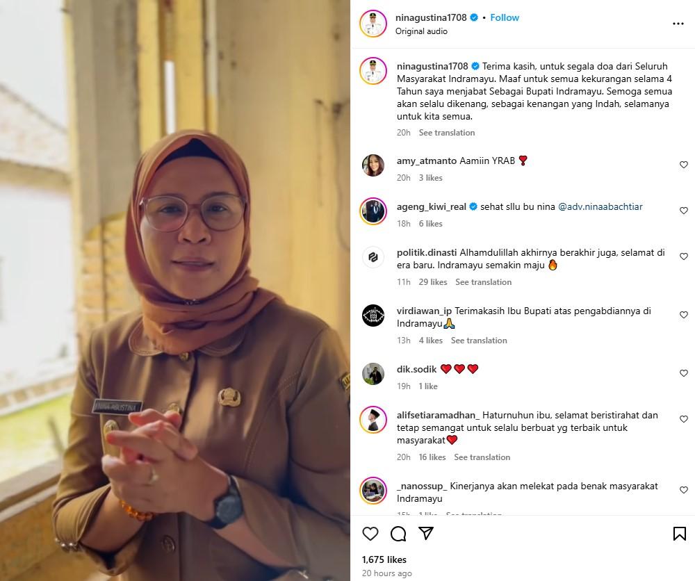 Nina Agustina berterima kasih
