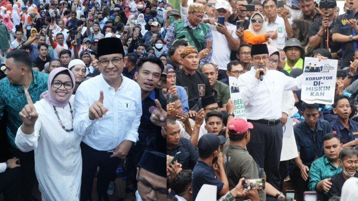 Capres Nomor Urut 01, Anies Rasyid Baswedan berorasi Pilpres 2024 di alun-alun Sangkala Buana Kasepuhan, Kota Cirebon, Sabtu (9/12/2023).