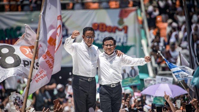 Pasangan calon presiden dan wakil presiden nomor urut 01, Anies Baswedan - Muhaimin Iskandar menghadiri Kampanye Akbar AMIN