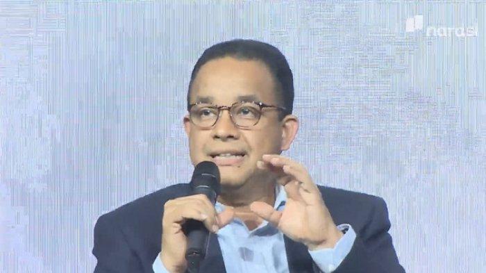Bacapres Anies Baswedan sedang bicara di acara  ‘Tiga Bacapres Bicara Gagasan’ di Universitas Gadjah Mada (UGM) Kabupaten Sleman, Daerah Istimewa Yogyakarta (DIY), Selasa (19/9/2023).
