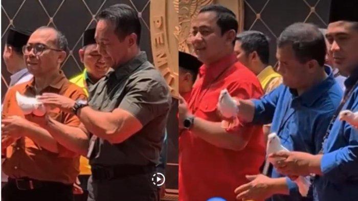 Cagub-Cawagub Jateng Nomor urut 1;Andika Perkasa-Hendrar Prihadi dan Cagub-Cawagub Jateng Nomor urut 2, Ahmad Luthfi-Taj Yasin Maimoen melepas merpati dalam Deklarasi Kampanye Damai di Kantor Komisi Pemilihan Umum (KPU) Jawa Tengah, Selasa (24/9/2024).