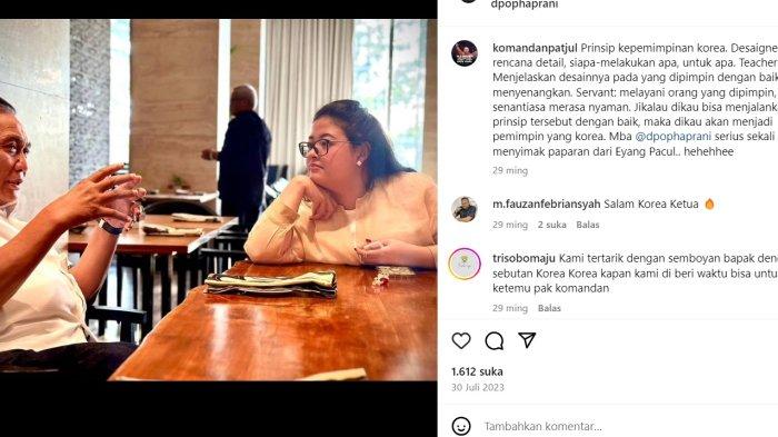 Diah Pikatan O Putri Haprani atau biasa dipaggil Pinka Hapsari, cucu Megawato Soekarnoputri atau anak Puan Maharani, menjadi caleg PDI Perjuangan dari Dapil Jateng IV. Sampai Kamis (22/2/2024), berdasarkan hasil hitung KPU, tia telah meraih 63.539 suara. Pinka berdialog dengan politisi senior PDI Perjuangan Bambang Pacul.