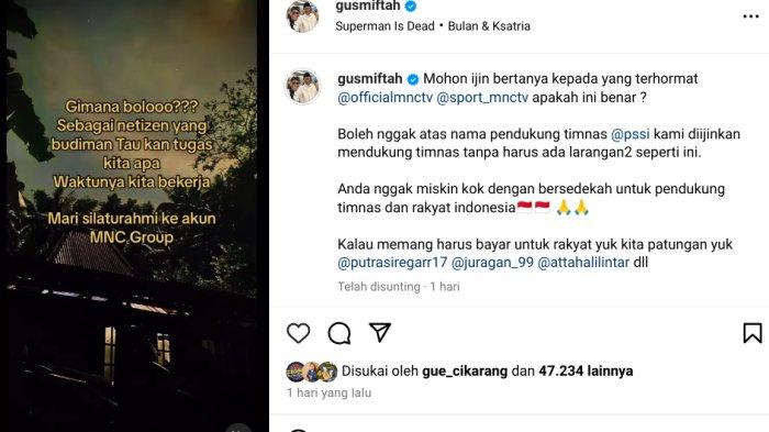 Gus Miftah kritisi peraturan pelarangan Nobar Piala Asia U-23