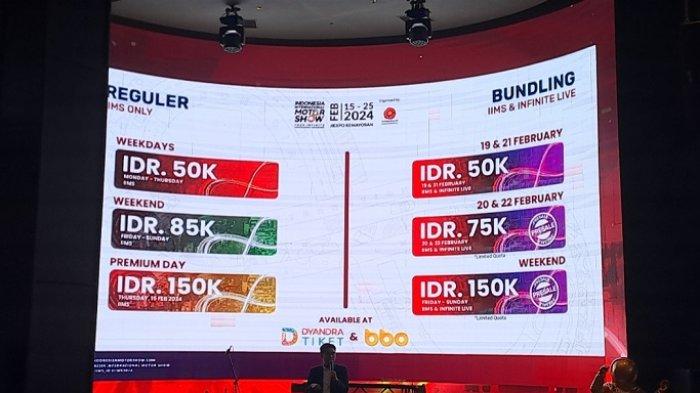 Harga tiket masuk IIMS 2024 di JIExpo Kemayoran 15-25 Februari 2024 mendatang.