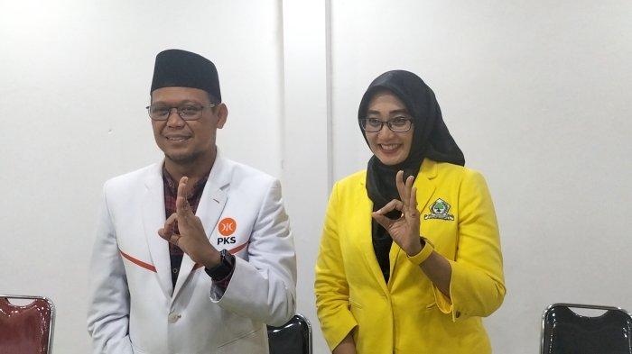 Imam Budi Hartono dan Ririn Farabi Arafiq di markas PKS, Beji, Kota Depok, Jumat (10/5/2024) malam.