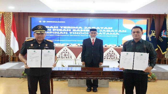 Irjen Kemenkumham, Razilu melakukan kegiatan Serah Terima Jabatan dan Pisah Sambut Pimpinan Tinggi Pratama di Lingkungan Inspektorat Jenderal diselenggarakan bersamaan dengan Kegiatan Itjen Peduli Berbagi Bersama yang berkolaborasi dengan Bank BNI, Kamis (28/3/2024).