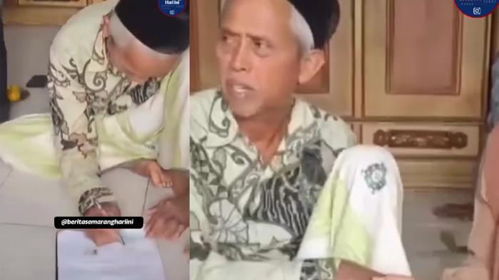 VIRAL MEDIA SOSIAL - Tangkapan layar video viral yang merekam seorang guru madrasah diniyah (madin) di Ngampel, Karanganyar, Demak harus membayar ganti rugi sebesar Rp 25 juta oleh wali muridnya sendiri pada Kamis (18/7/2025). Uang ganti rugi itu dibayarkan sang guru agar permaslaahan dapat diselesaikan secara kekeluargaan.