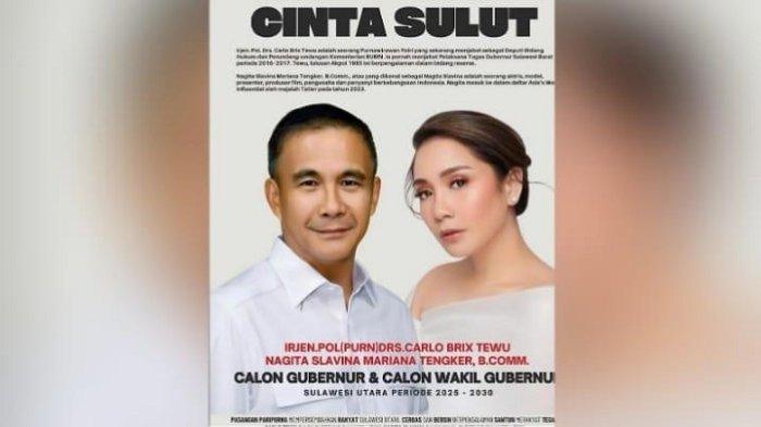 Viral di medsos foto yang menggambarkan Carlo Brix Tewo bersama Nagita Slavina untuk Pilkada Sulut.