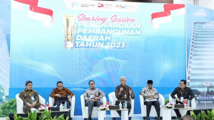 Sharing Session Pembangunan Daerah 2023 di Kantor Bappenas Jalan Taman Suropati, Menteng, Jakarta Pusat, Rabu (14/6/2023).