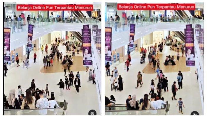 Suasana sebuah mall di Kota Semarang, Jawa Tengah, terlihat sepi dari transaksi. Pengunjung hanya jalan-jalan dan tak belanja. Suasana ini viral di medsos.