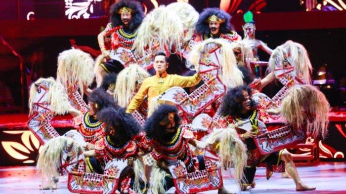 Pagelaran Sabang Merauke Pahlawan Nusantara digelar mewah dan meriah di JIXpo Theater, Kemayoran, Jakarta Pusat, Jumat (18/8/2023) malam.