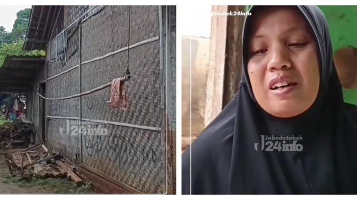 Kiri, rumah sangat sederhana berdinding anyaman bambu tempat tinggal Rouf bersama istri dan kelima anaknya di Kabupaten Serang, Banten. Kanan, Tunah, istri Rouf. Rouf merupakan sopir truk maut pada kecelakaan di ruas tol Cipularang Km 92 arah Jakarta yang melibatkan 17 kendaraan pada Senin sore, 11 November 2024.