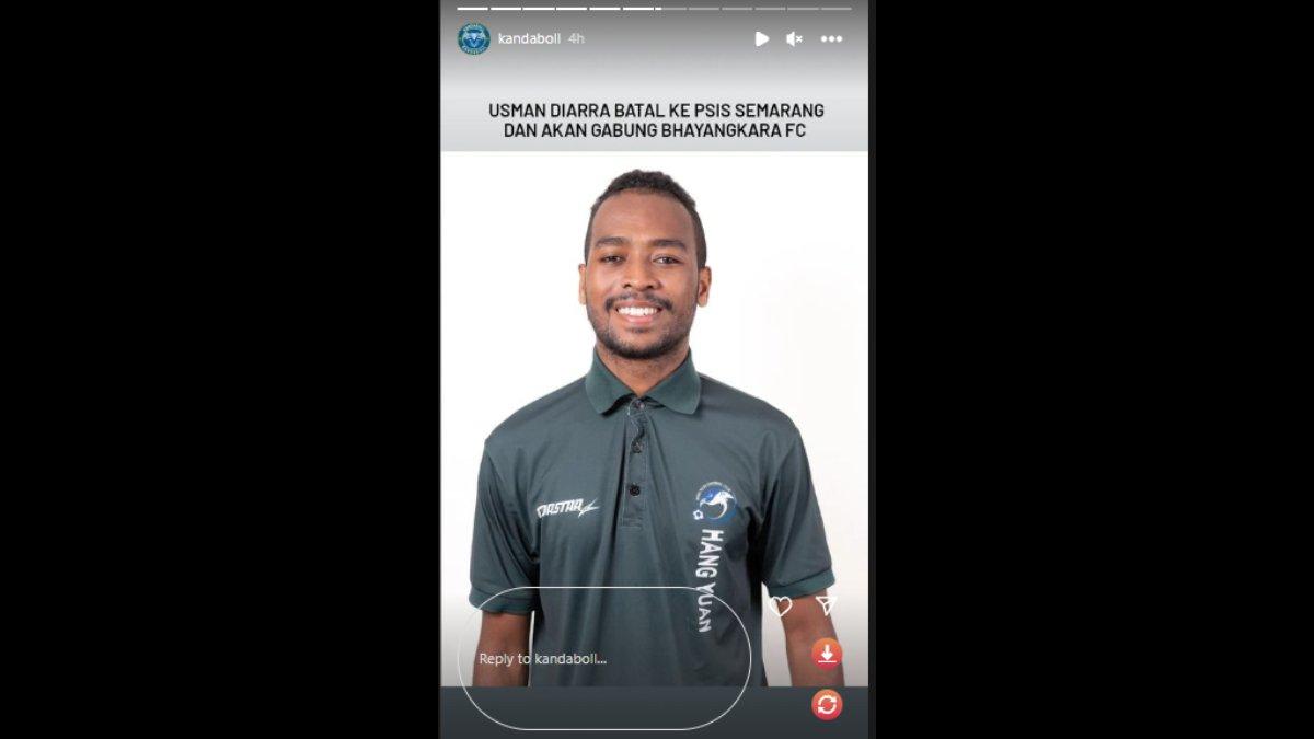 Kabar Usman Diarra yang kabarnya ditampung Bhayangkara FC seusai batal direkrut PSIS Semarang untuk Liga 1 2023 mendatang, Rabu 28 Juni 2023.