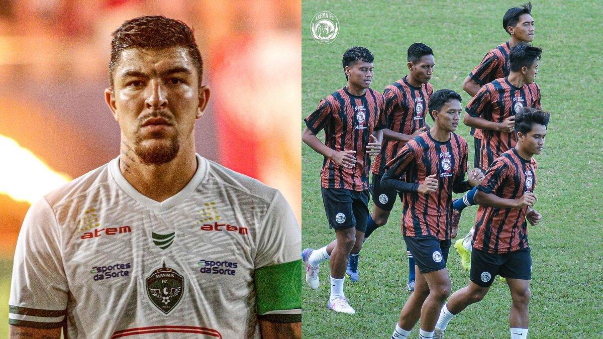 Kolase foto Charles Raphael (kiri), calon gelandang asing baru Arema FC (kanan) di Liga 1 2023.
