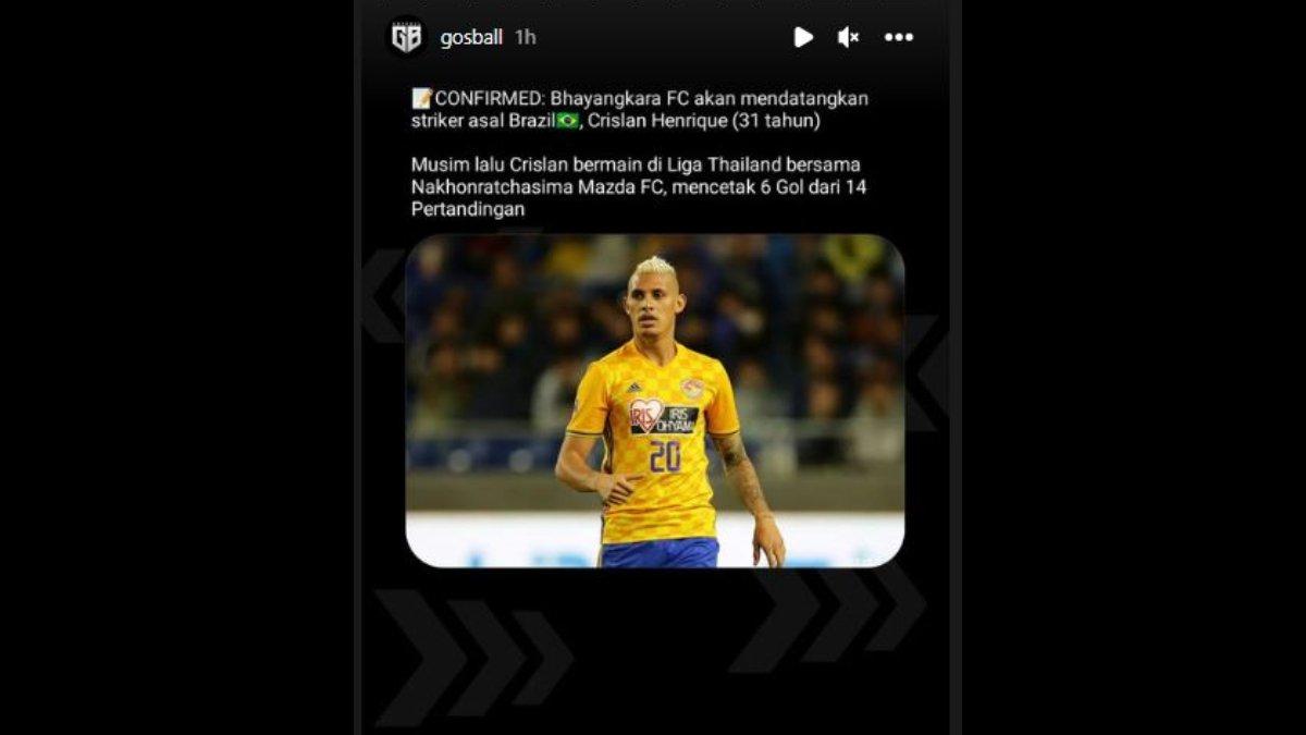 Rumor masuknya sosok Crislan Henrique ke radar transfer Bhayangkara FC di Liga 1 2023, Sabtu 1 Juli 2023.