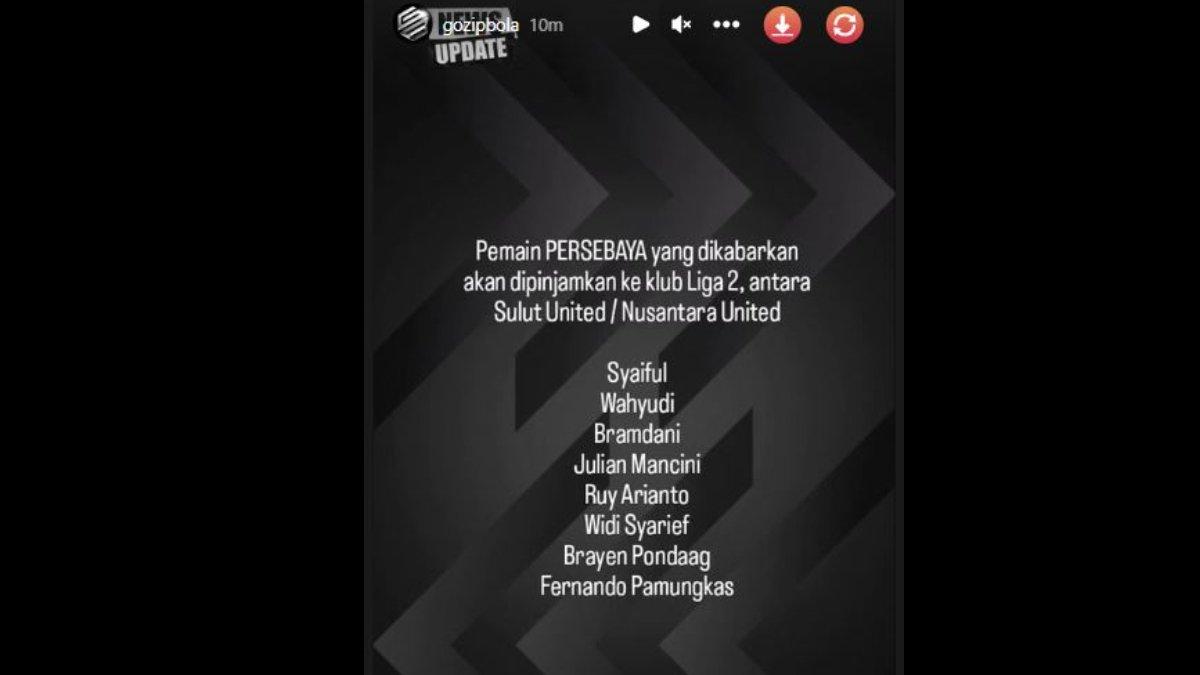 Rumor hengkangnya delapan pemain Persebaya Surabaya dengan status peminjaman jelang gelaran Liga 1 2023, Kamis 22 Juni 2023.
