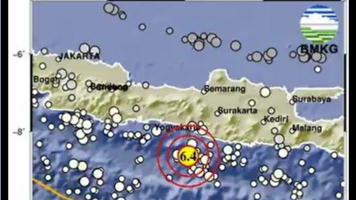Gempa berkekuatan 6,4 Sr berpusat di Bantul, Daerah Istimewa Yogyakarta (DIY), Jumat (30/6/2023).