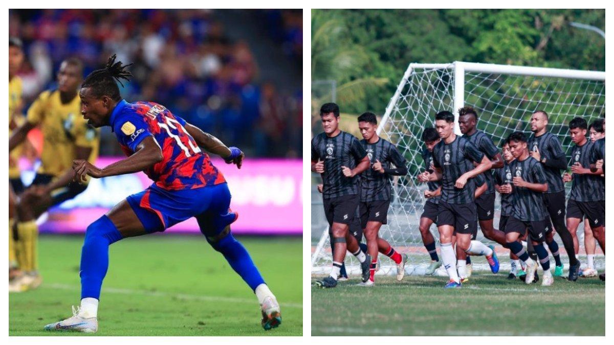 Kolase foto Arema FC dan winger Johor Darul Ta'zim, Mohamadou Sumareh.
