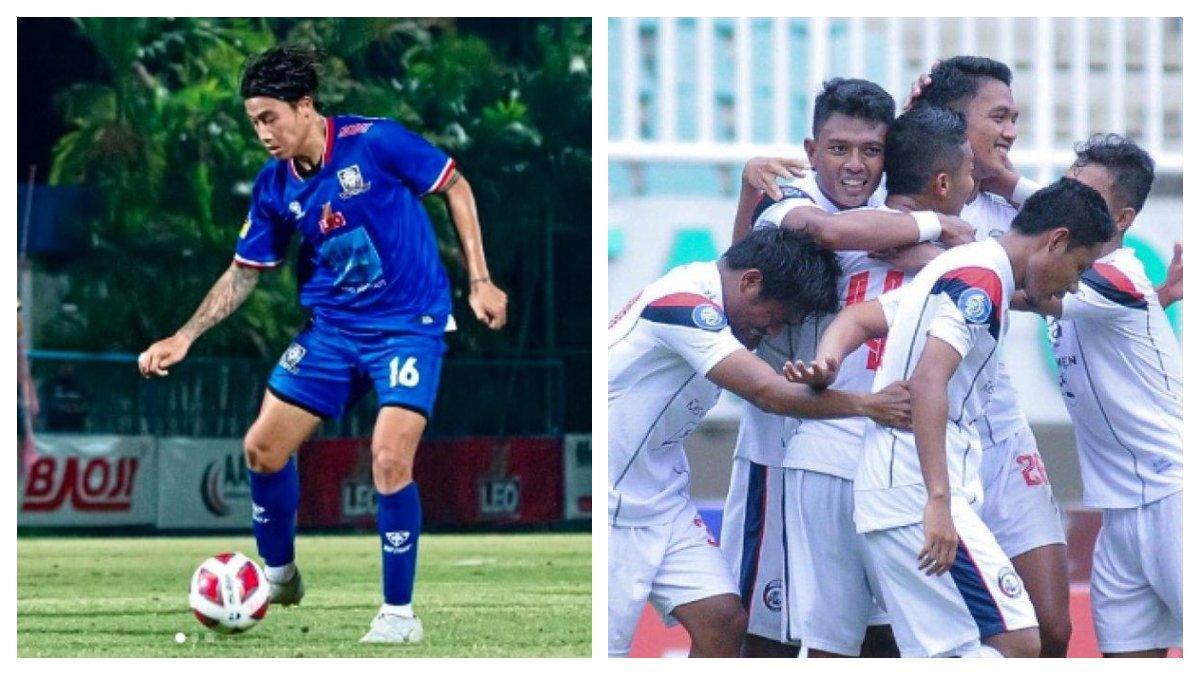 Kolase foto Aung Kaung Mann dan pemain Arema FC.