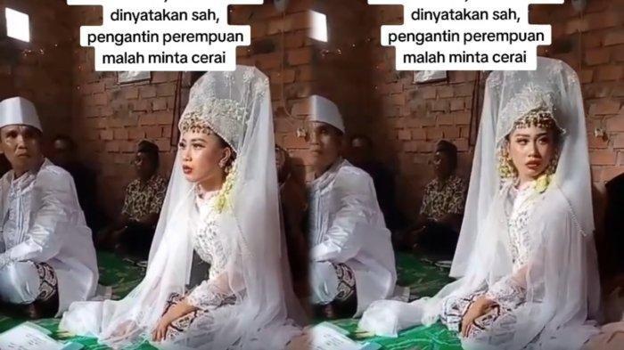 AKAD NIKAH - Sebuah video viral di TikTok saat akad nikah baru dinyatakan sah beberapa detik, pengantin wanita langsung minta cerai, diduga kejadian di Pali.