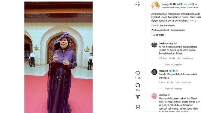 Dewi Yull menyanyi di pernikahan Pangeran Abdul Mateen dan Anisha Rosnah.