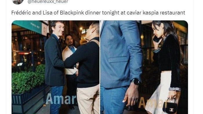 Frederic Arnault dan Lisa BLACKPINK tampak terlihat di sebuah restoran di Paris, Perancis.