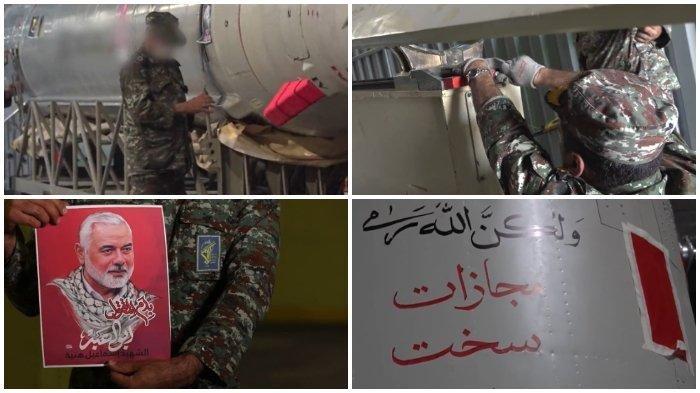 Iran merilis video ketika IRGC menyiapkan rudal sebelum meluncurkan serangan balasan ke Israel pada Selasa (1/10/2024). Tentara Iran menulis pesan berbahasa Arab. 