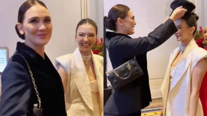 LUNA DAN RALINE - Terekam momen Luna Maya serah terima 'jabatan' Presiden Jomblo Indonesia ke Raline Shah.