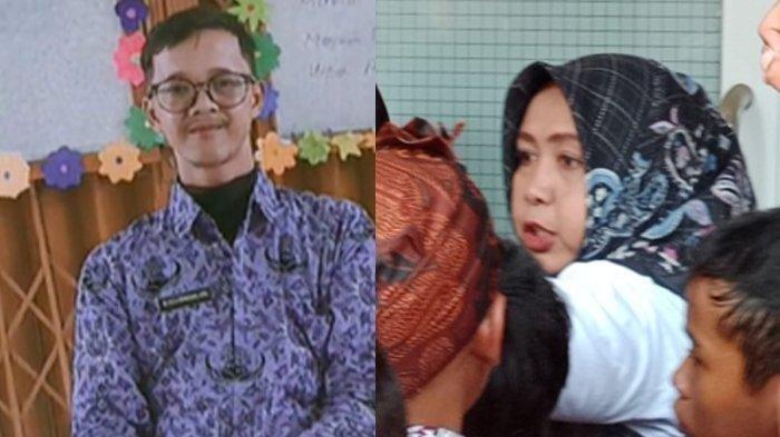 Mohamad Reza Ernanda (kiri), guru di SDN 1 Cibereum, Bogor, yang dipecat karena melaporkan kasus pungli. (Tribun Bogor)
