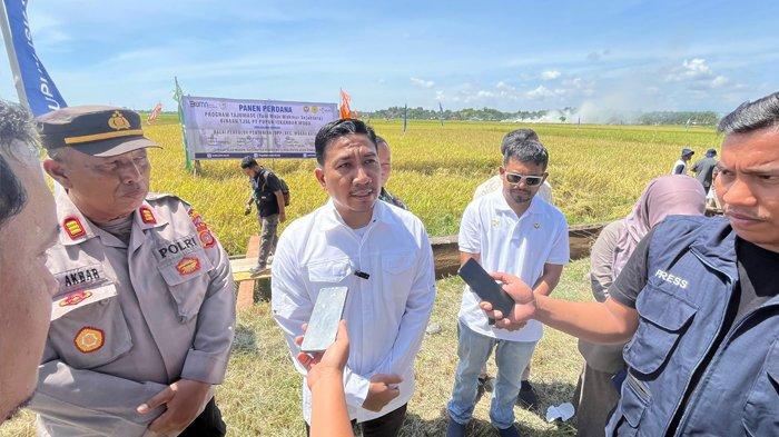 PT Pupuk Iskandar Muda (PIM), telah panen padi perdana dari lahan seluas satu hektar milik Kelompok Tani (Poktan) Rahmad asal Gampong Ulee Madon, Kecamatan Muara Batu, Aceh Utara, Sabtu (15/6/2024).
