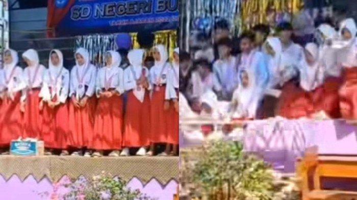 Panggung tiba-tiba roboh dan menjatuhkan para siswa yang berada di atasnya (Instagram @terangmedia)