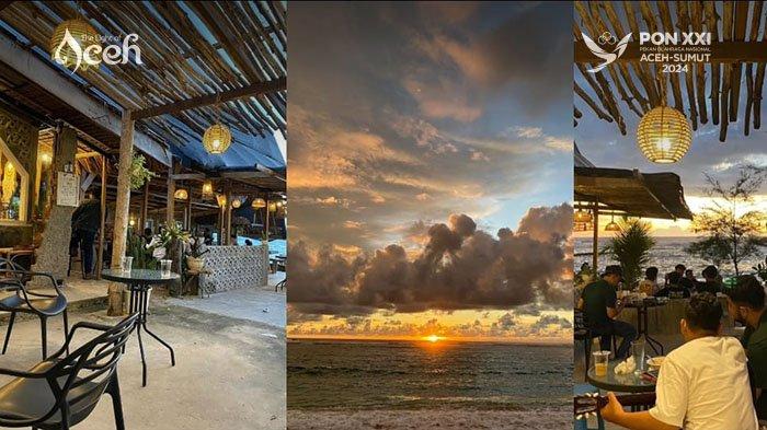 Kolase foto suasana sunset di Pantai Babah Kuala.