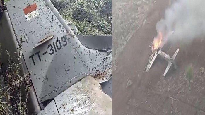 Pesawat TNI AU jatuh di kawasan lereng Gunung Bromo, tepatnya di sekitar Desa Keduwung, Kecamatan Puspo, Pasuruan, Jawa Timur, Kamis (16/11/2023). Dua pesawat yang jatuh di lereng Gunung Bromo, Pasuruan pada Kamis (16/11/2023) siang membuat dua kru dinyatakan tewas.