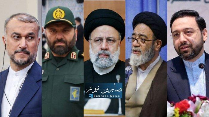 Presiden Iran Ebrahim Raisi (tengah) dan seluruh pejabat Iran yang tewas dalam kecelakaan Helikopter, Minggu (19/5/2024)
