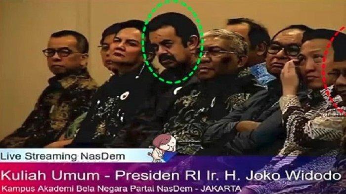 Riza Chalid (lingkaran hijau) sempat heboh karena muncul dalam kuliah umum beberapa waktu lalu. (Twitter @panca66)