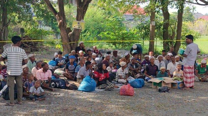 Pengungsi Rohingya ditampung sementara di Kantor Disdukcapil Pidie, Sabtu (23/12/2023).