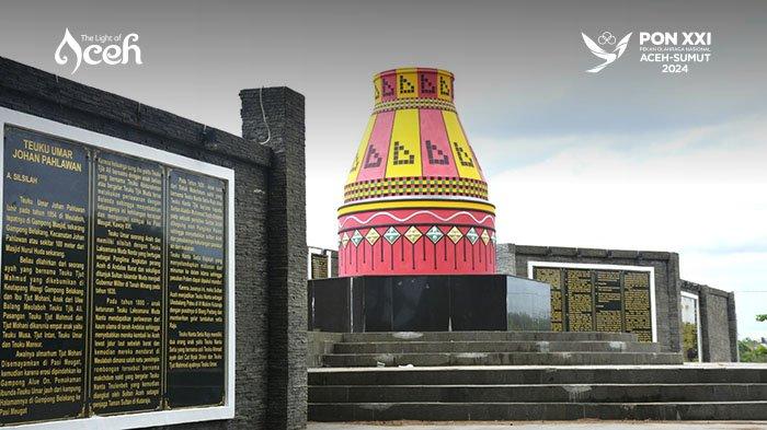 Tugu Kupiah Meukeutop Teuku Umar di kawasan Batu Putih, Desa Ujong Kalak, Kecamatan Johan Pahlawan, Kabupaten Aceh Barat, Sabtu (21/9/2024).