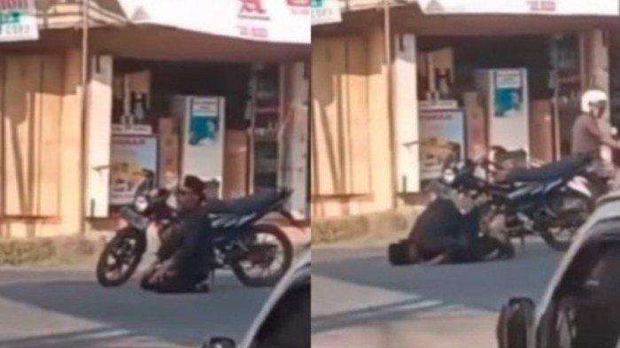 Viral pria berkopiah salat tengah jalan lampu merah. (Instagram @ndorobei.official)