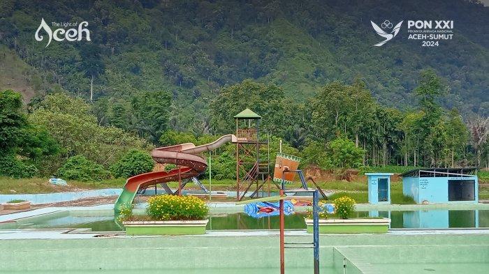 Waterboom Teger Miko di Aceh Tenggara yang menawarkan fasilitas pemandian dengan pemandangan alam pegunungan alami. (IST)